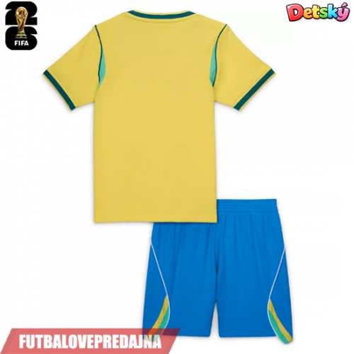 Lacne Dětský Futbalové dres Brazília MS 2026 Krátky Rukáv - Domáci (+ trenírky)